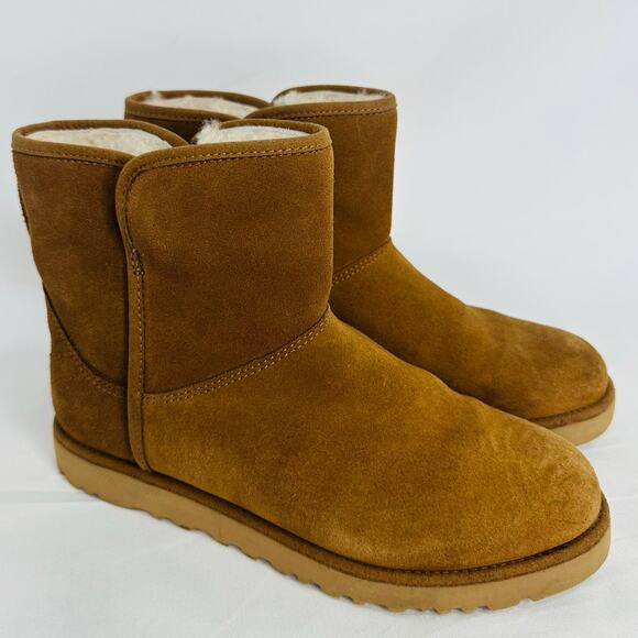 UGG Cory II Shearling Suede Booties Cognac Brown Ankle Boots size 7 - Picture 2 of 9